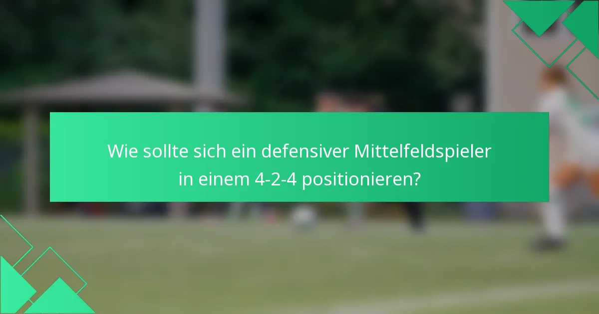 Wie sollte sich ein defensiver Mittelfeldspieler in einem 4-2-4 positionieren?